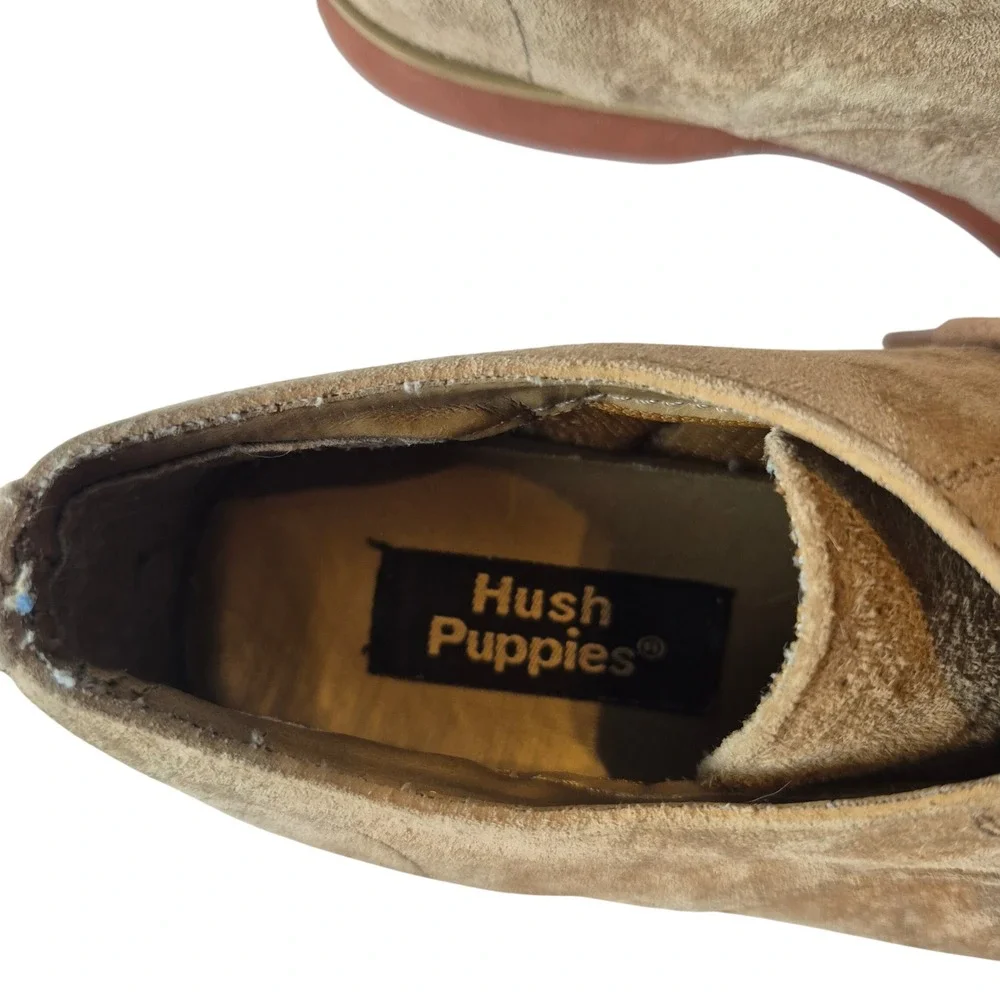 Hush Puppies Boys Suede Oxford Shoes Beige Lace Up Casual Dress Shoes Size 13.5
